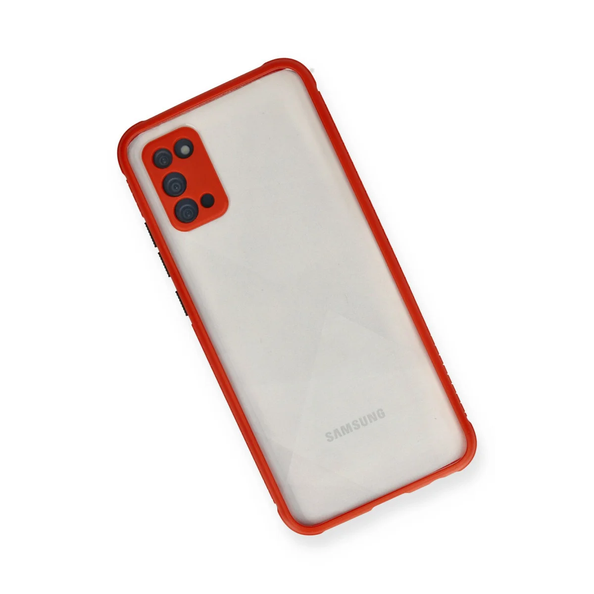 Galaxy A02S Miami Şeffaf Silikon Kılıf Kırmızı - 360° Darbe Emici ve Şık Tasarım