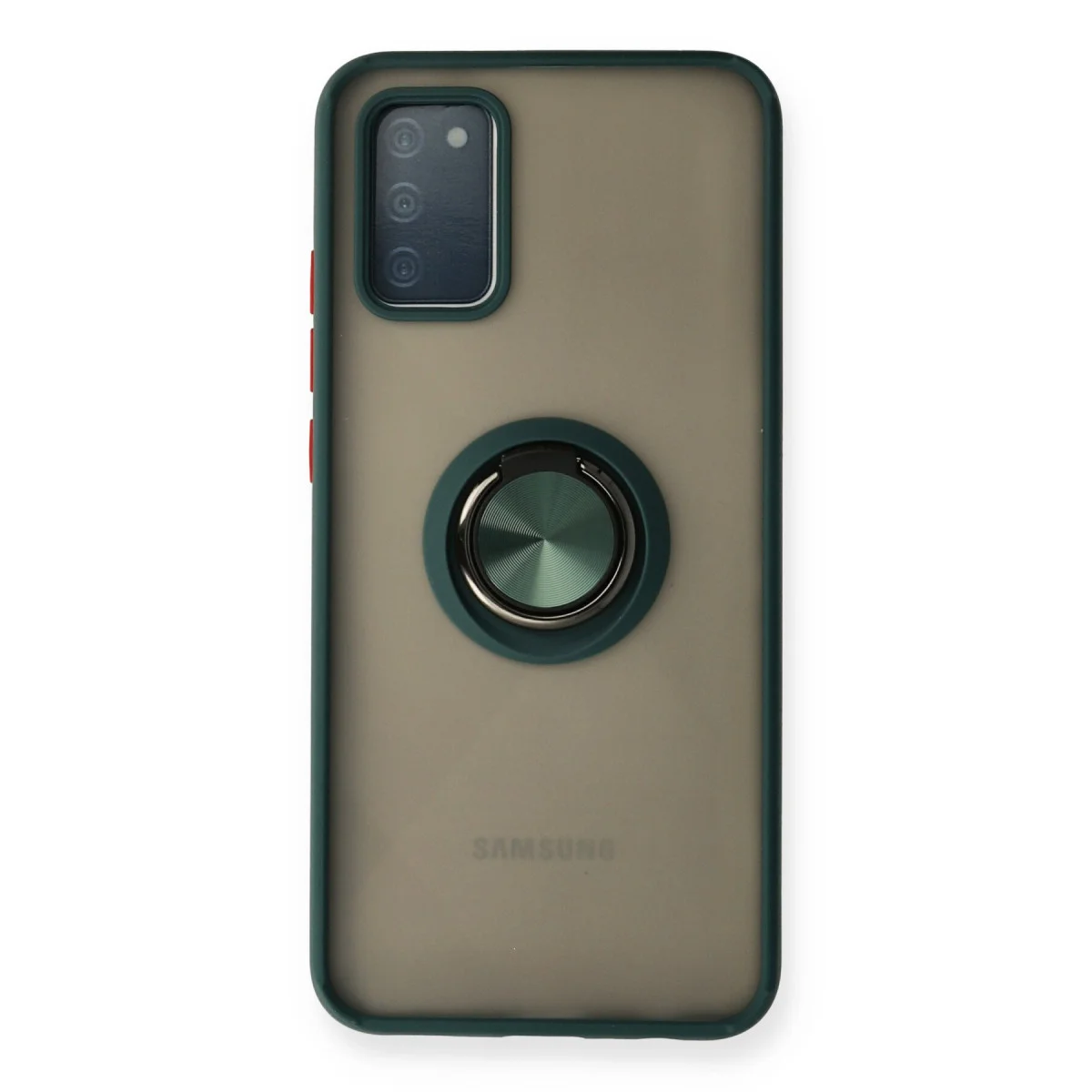 Galaxy A02S Montreal Yüzüklü Silikon Kılıf Yeşil - Metal Ringli ve Darbe Korumalı