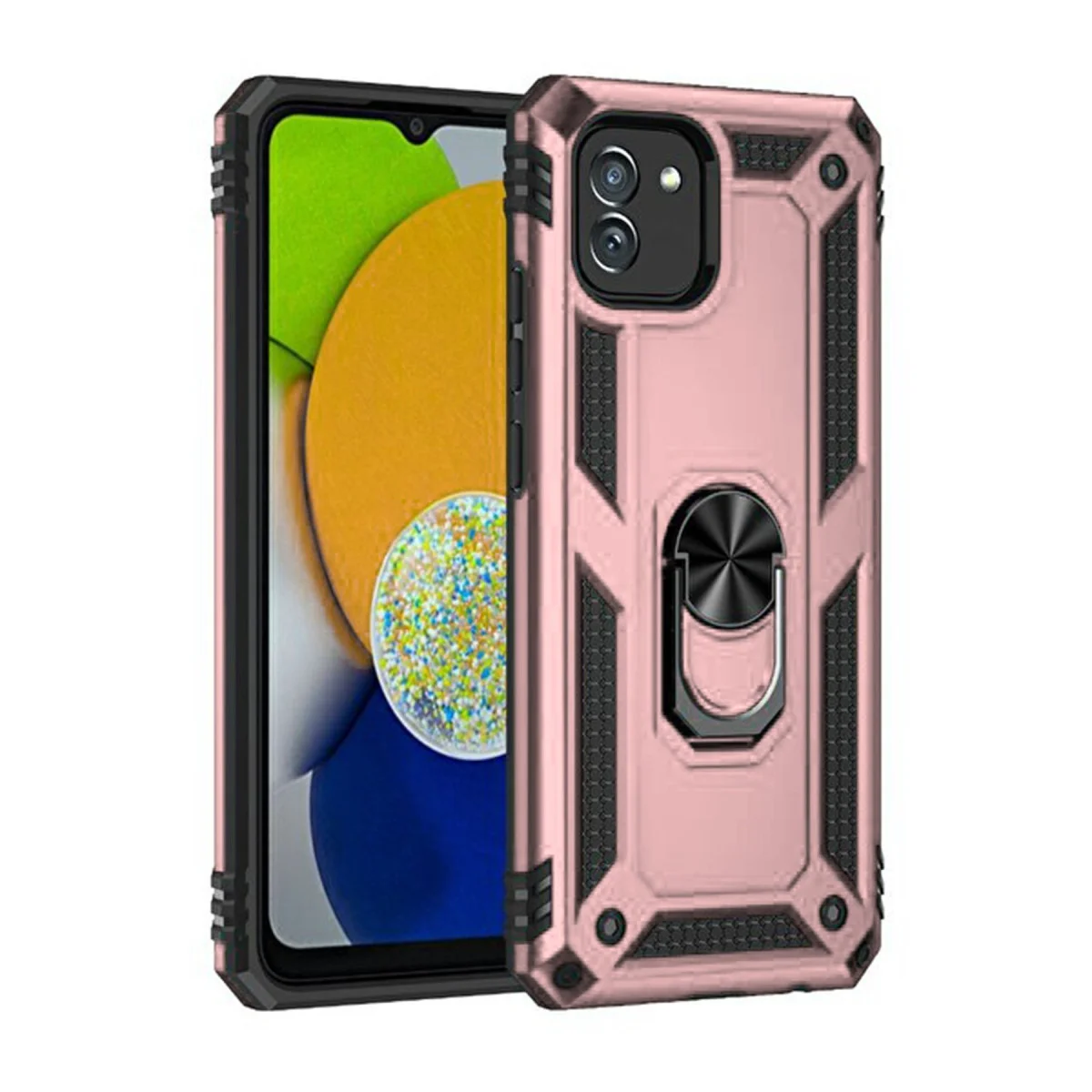 Galaxy A03 Kılıf Sofya Yüzüklü Silikon Kapak - Rose - Korumalı ve Şık Tasarım