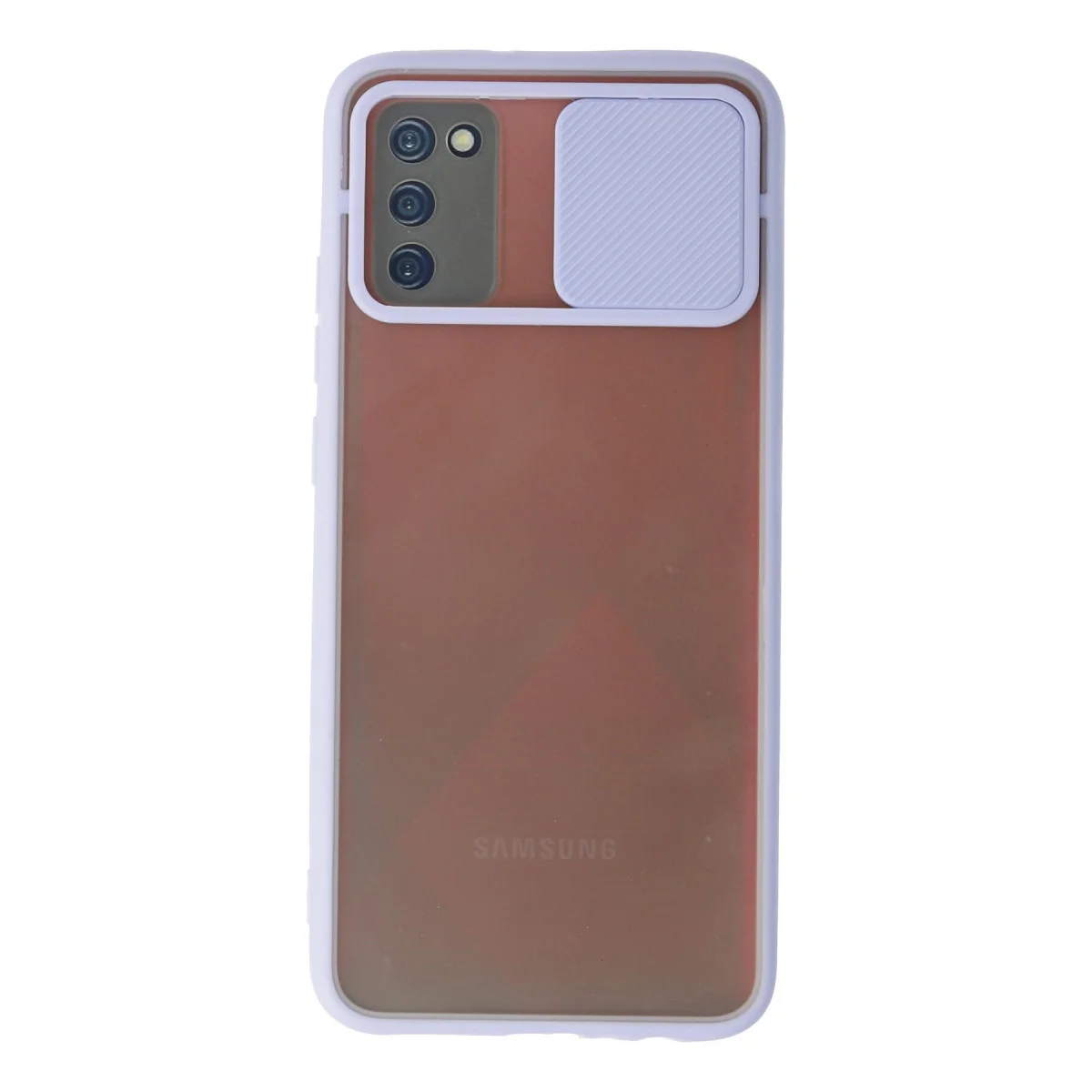 Galaxy A03S Buzlu Silikon Kılıf - Kamera Sürgülü Koruma - Lila