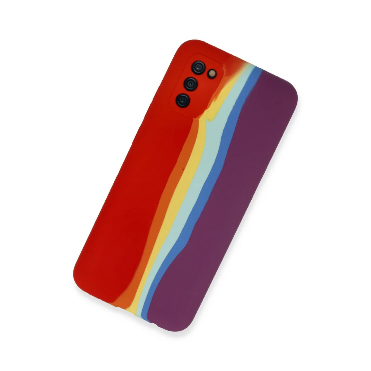 Galaxy A03S Ebruli Lansman Silikon Kılıf - Kırmızı-Mor Koruma ve Tasarım