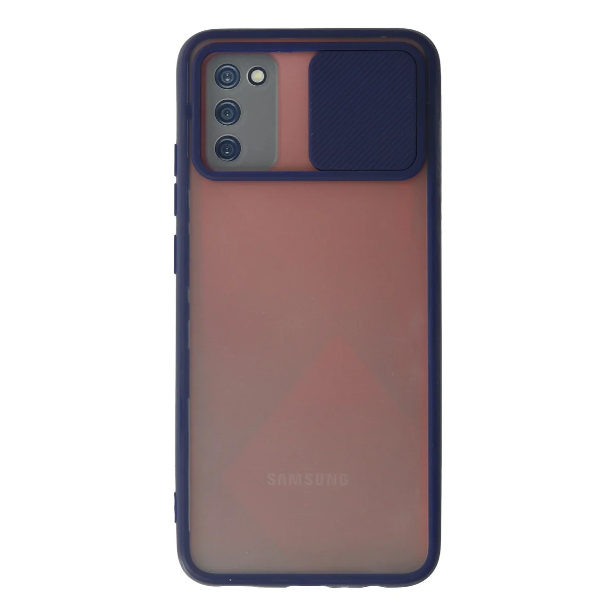 Galaxy A03S Kamera Sürgülü Silikon Kılıf - Palm Buzlu Lacivert