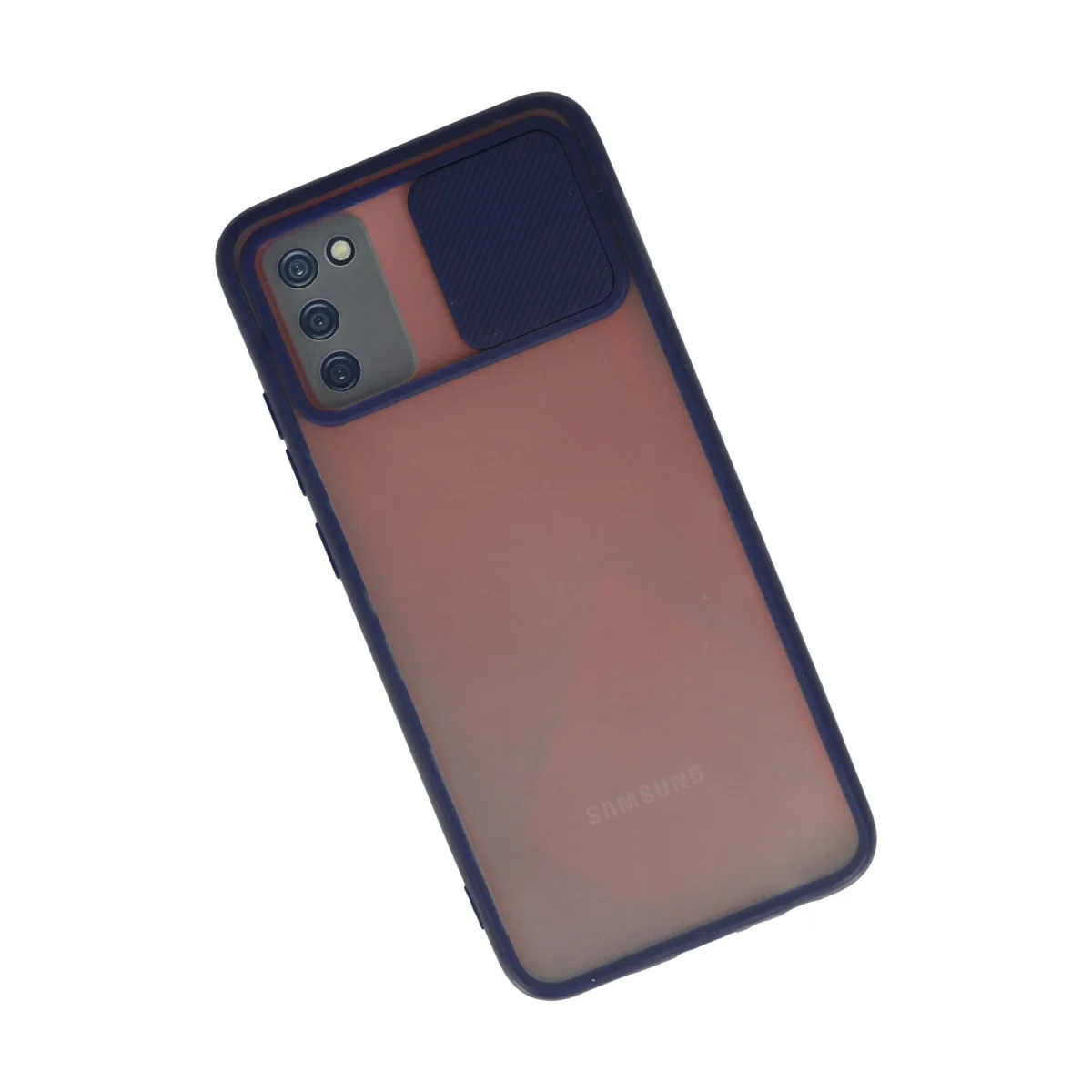 Galaxy A03S Kamera Sürgülü Silikon Kılıf - Palm Buzlu Lacivert