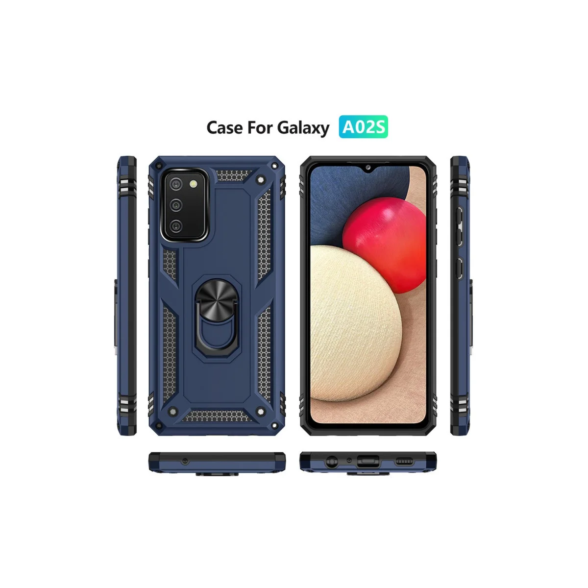 Galaxy A03S Kılıf - Sofya Yüzüklü Silikon Kapak (Lacivert)