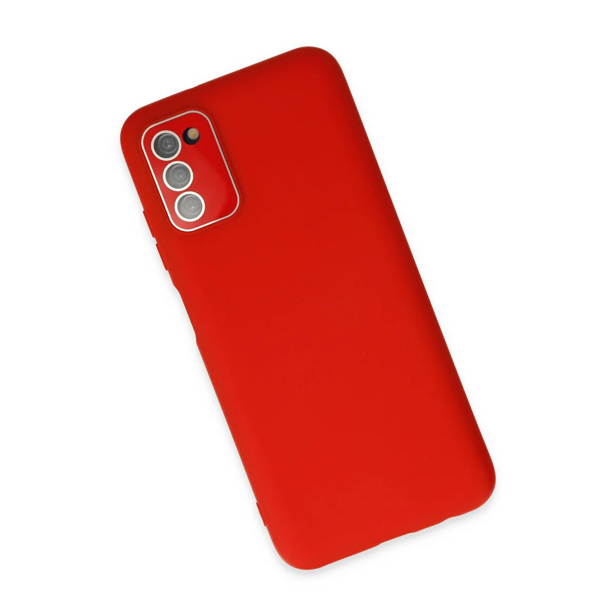 Galaxy A03S Lansman Glass Kılıf - Kırmızı TPU Silikon Koruma