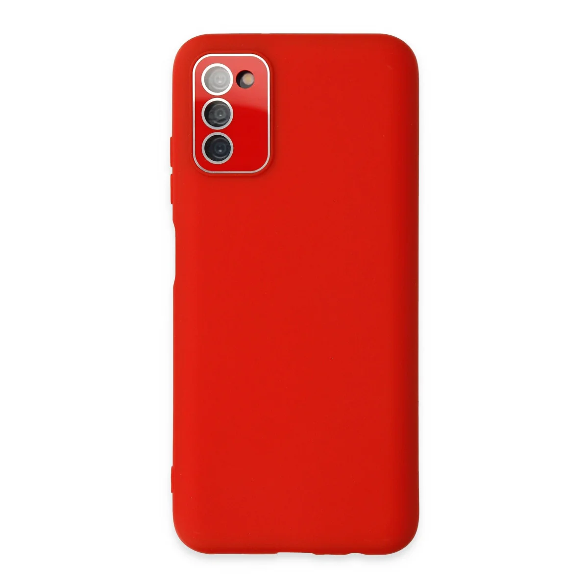 Galaxy A03S Lansman Glass Kılıf - Kırmızı TPU Silikon Koruma