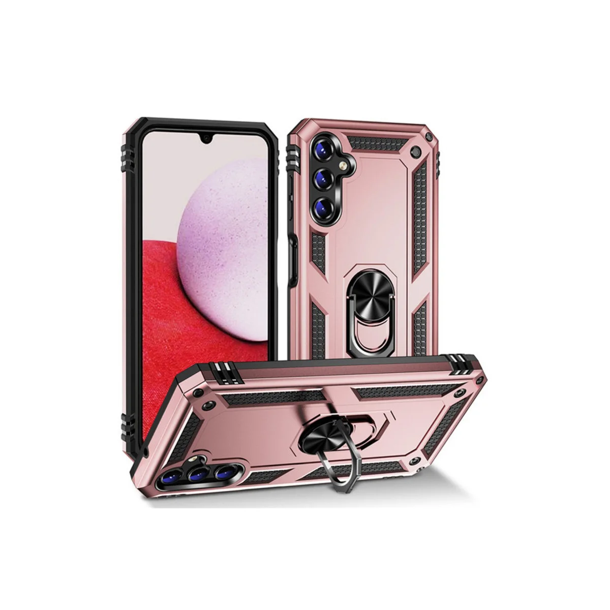 Galaxy A04S Kılıf - Rose Renk Silikon Yüzüklü Koruma
