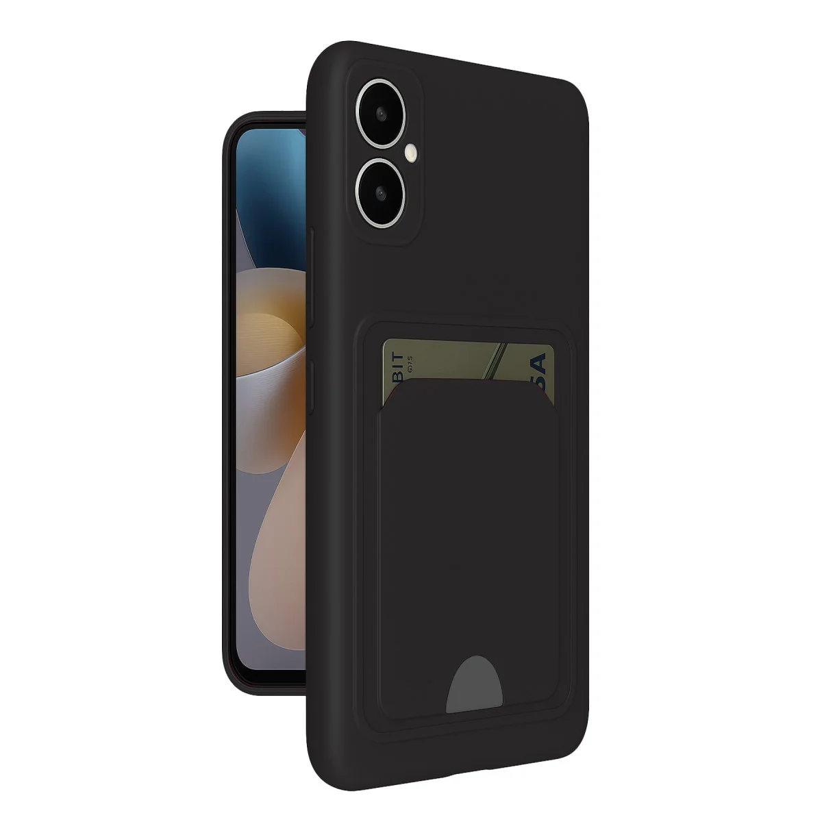 Galaxy A05 Kelvin Kartvizitli Silikon Kılıf - Siyah, Mat ve Kartlı Koruma Kılıfı Galaxy A05 Kelvin Kartvizitli Silikon Kılıf - Siyah, Mat ve Kartlı Koruma Kılıfı