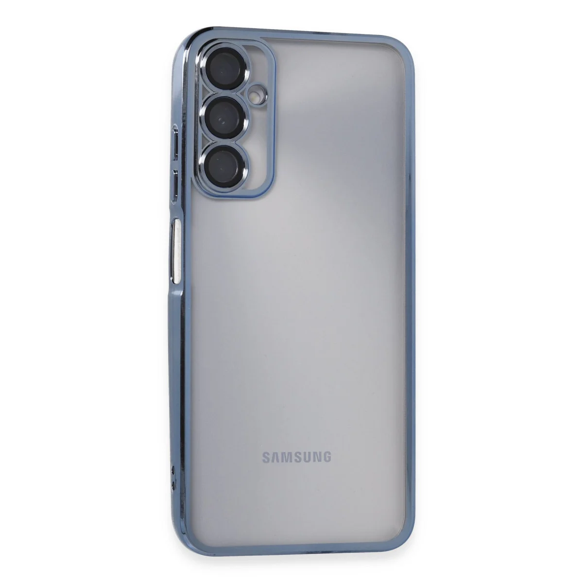 Galaxy A05S Razer Lensli Silikon Kılıf - Şeffaf Açık Mavi ve 4 Köşe Hava Yastığı