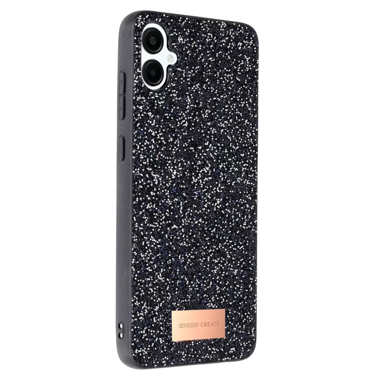 Galaxy A06 ile Uyumlu Bright Simli Kapak - Siyah, Boncuk İşlemeli