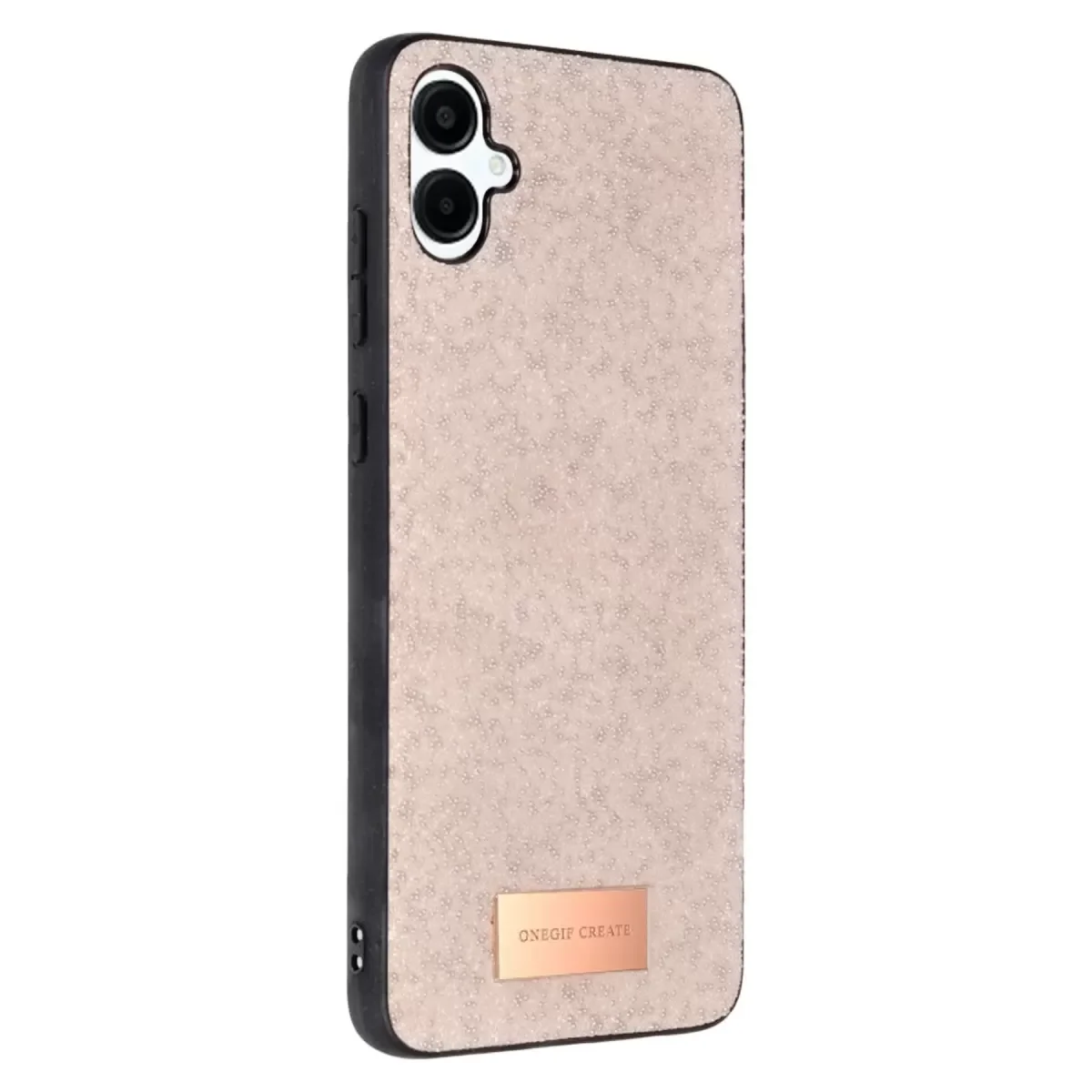 Galaxy A06 ile Uyumlu Bright Simli Kapak - Pembe Boncuk İşlemeli Telefon Kılıfı