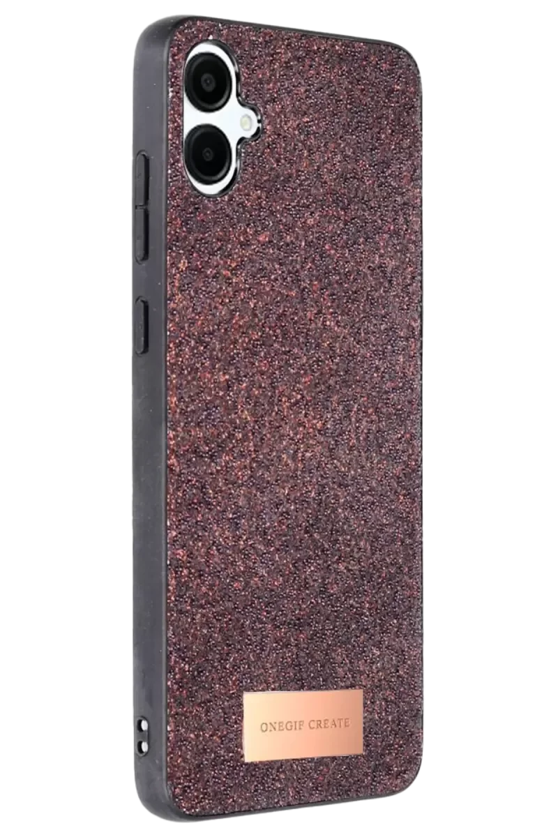 Galaxy A06 ile Uyumlu Bright Simli Kapak - Derin Mor | Boncuk İşlemeli Telefon Kılıfı