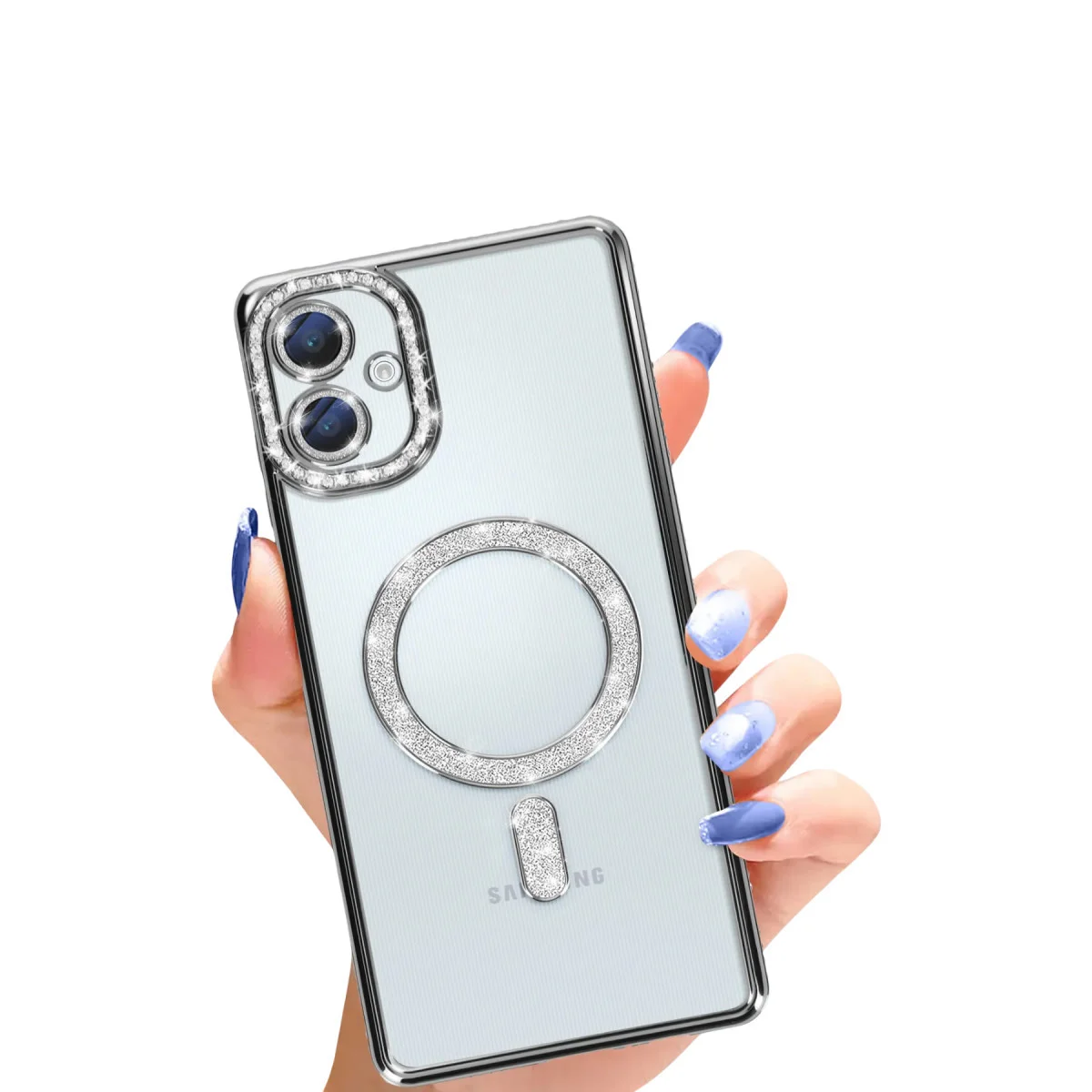 Galaxy A06 Joke Simli Magneticsafe Kılıf - Siyah Parıltılı Tasarım