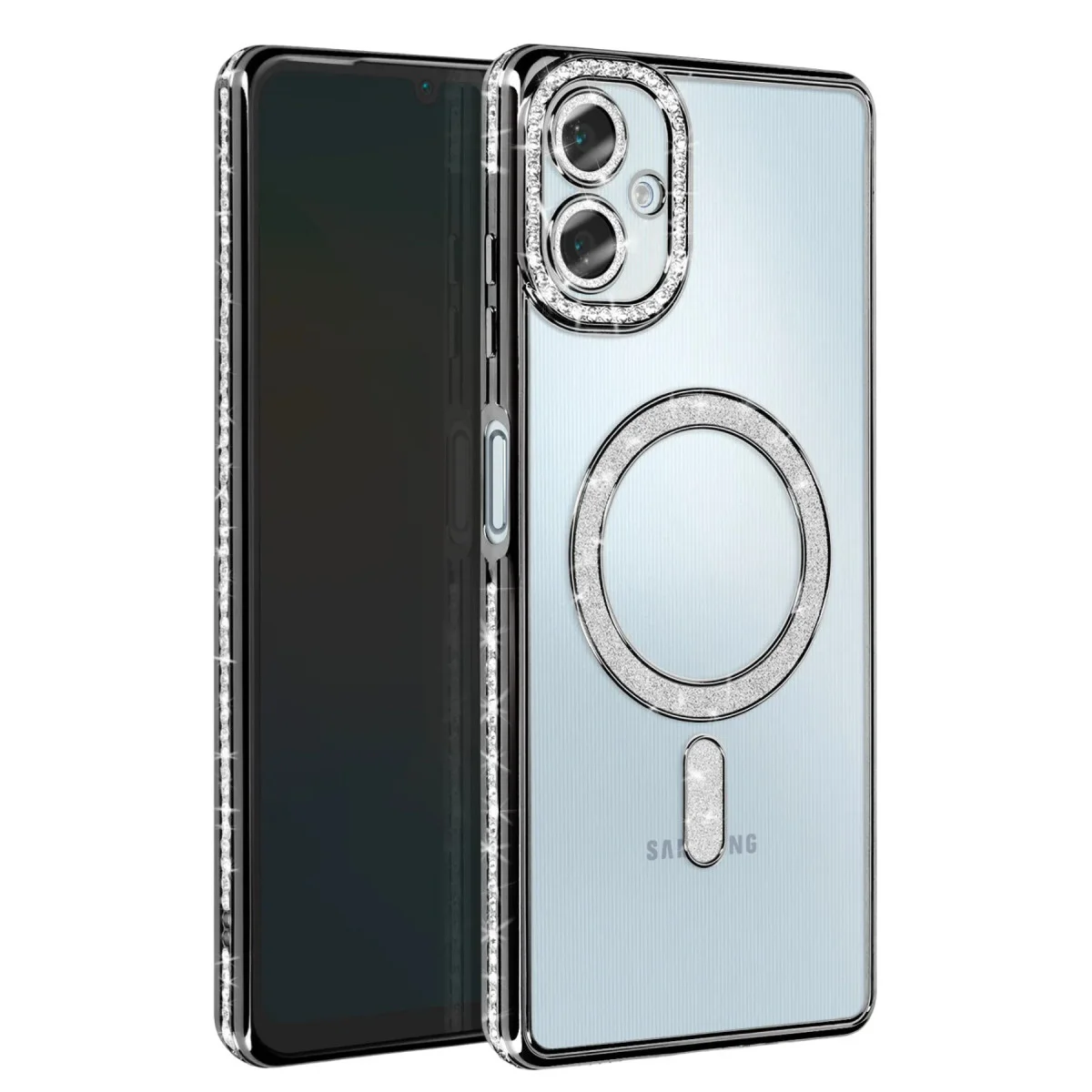 Galaxy A06 Joke Simli Magneticsafe Kılıf - Siyah Parıltılı Tasarım