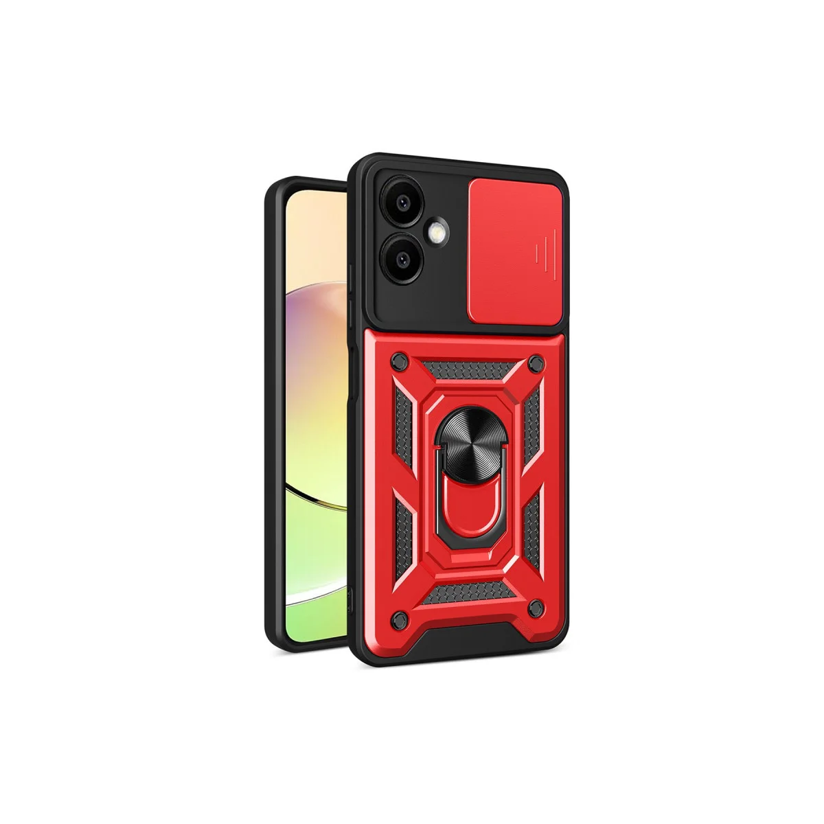 Galaxy A06 Kılıf - Kırmızı Pars Lens Yüzüklü Silikon Kılıf