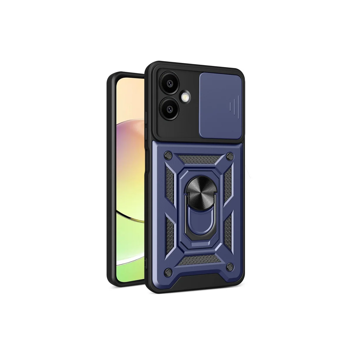 Galaxy A06 Kılıf - Pars Lens Korumalı Silikon Kılıf ve Standlı Lacivert