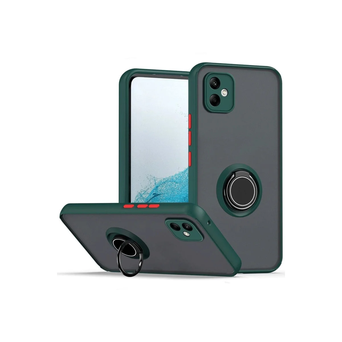 Galaxy A06 Montreal Kılıf - Yeşil Silikon Kapak, Metal Stand ve Çizilmelere Karşı Korumalı