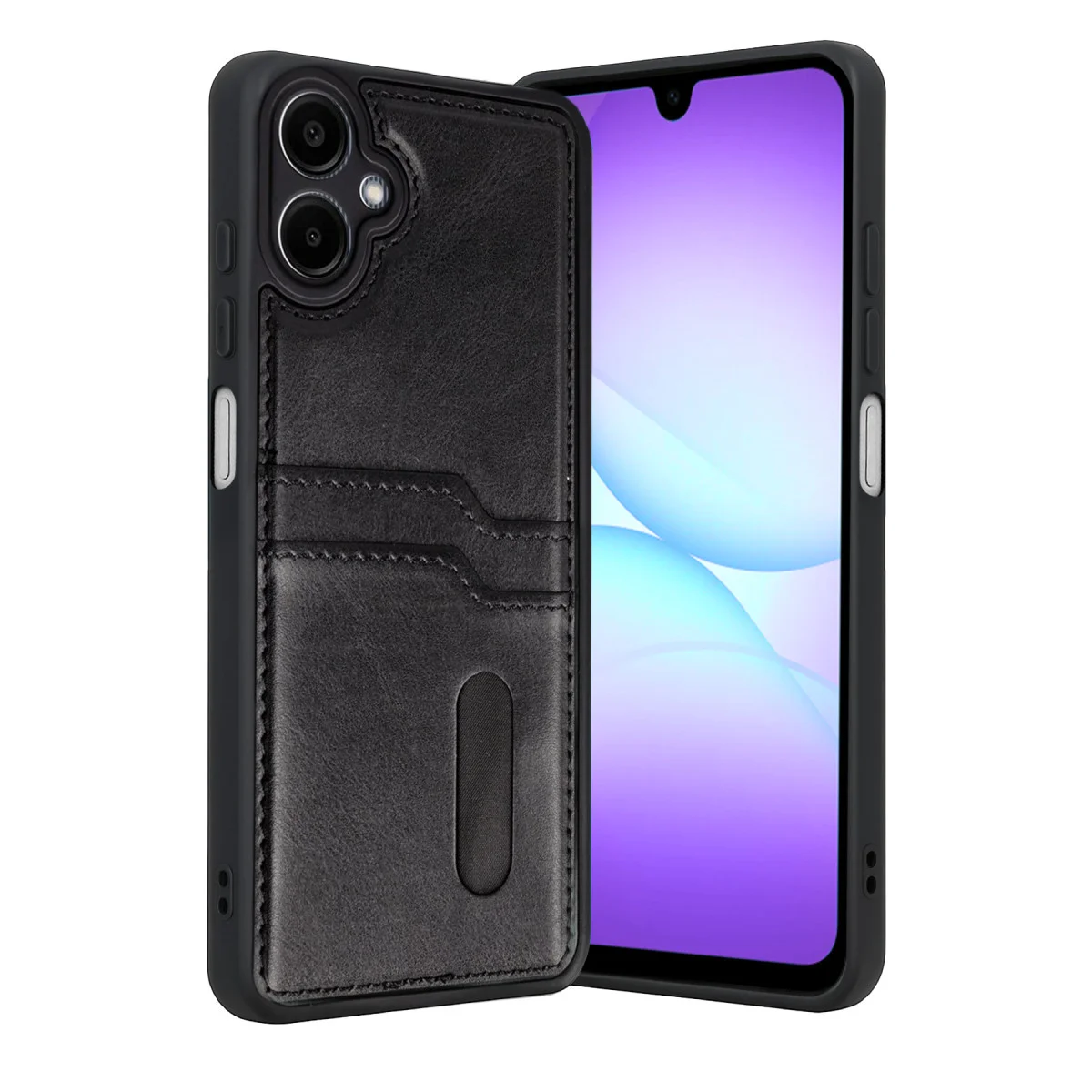 Galaxy A07 4G Deri Kılıf Sara Kartvizitli Siyah - Premium Koruma ve İşlevsel Çözüm