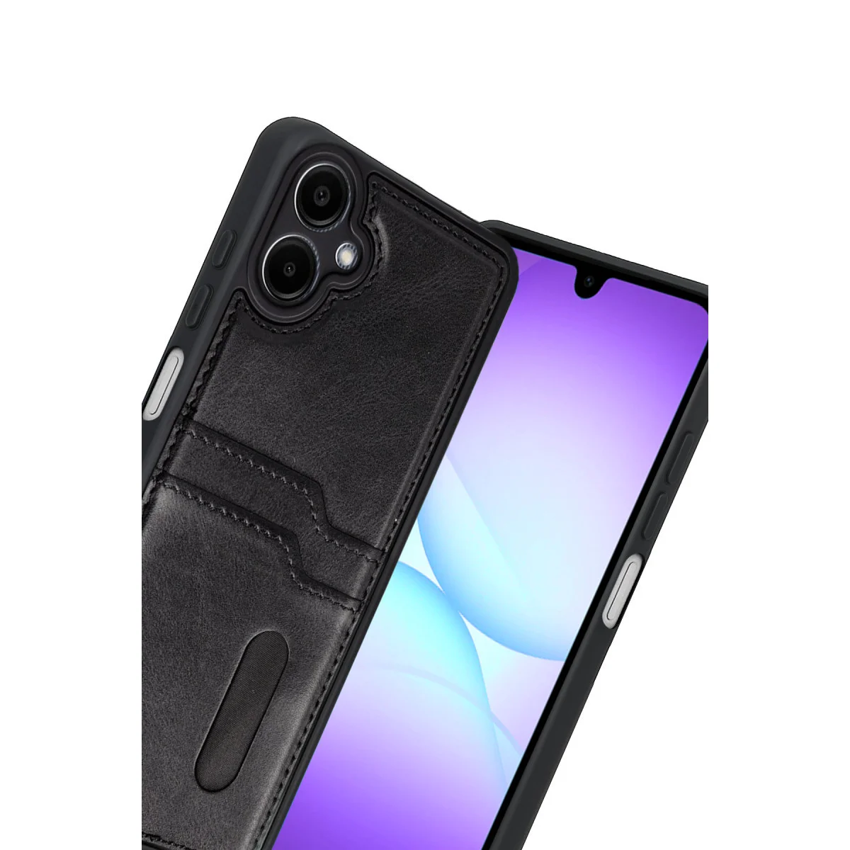 Galaxy A07 4G Deri Kılıf Sara Kartvizitli Siyah - Premium Koruma ve İşlevsel Çözüm