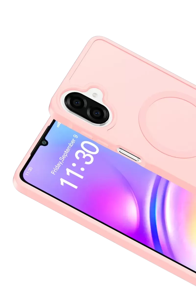Galaxy A07 4G ile Uyumlu MagSafe Kapak - Pudra Renk Premium Silikon Kılıf