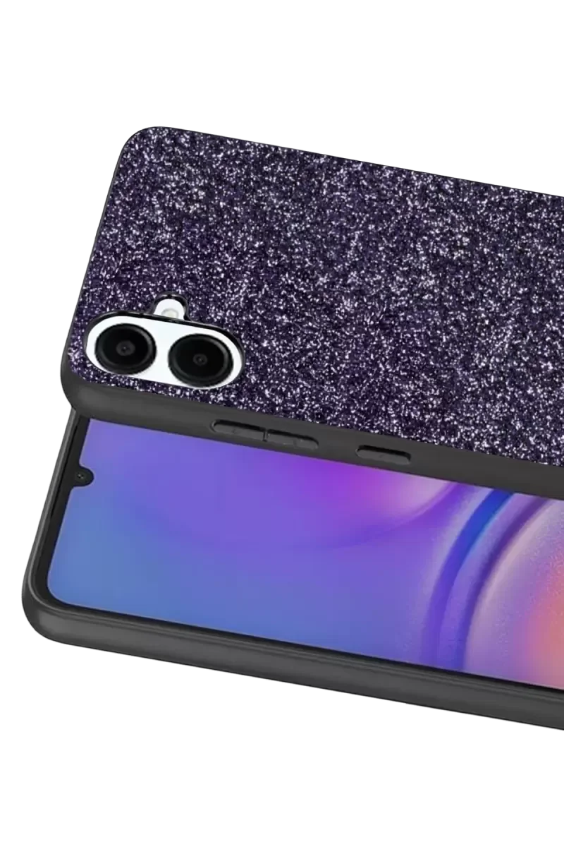 Galaxy A07 4G ile Uyumlu Bright Simli Kapak - Derin Mor, Boncuk İşlemeli