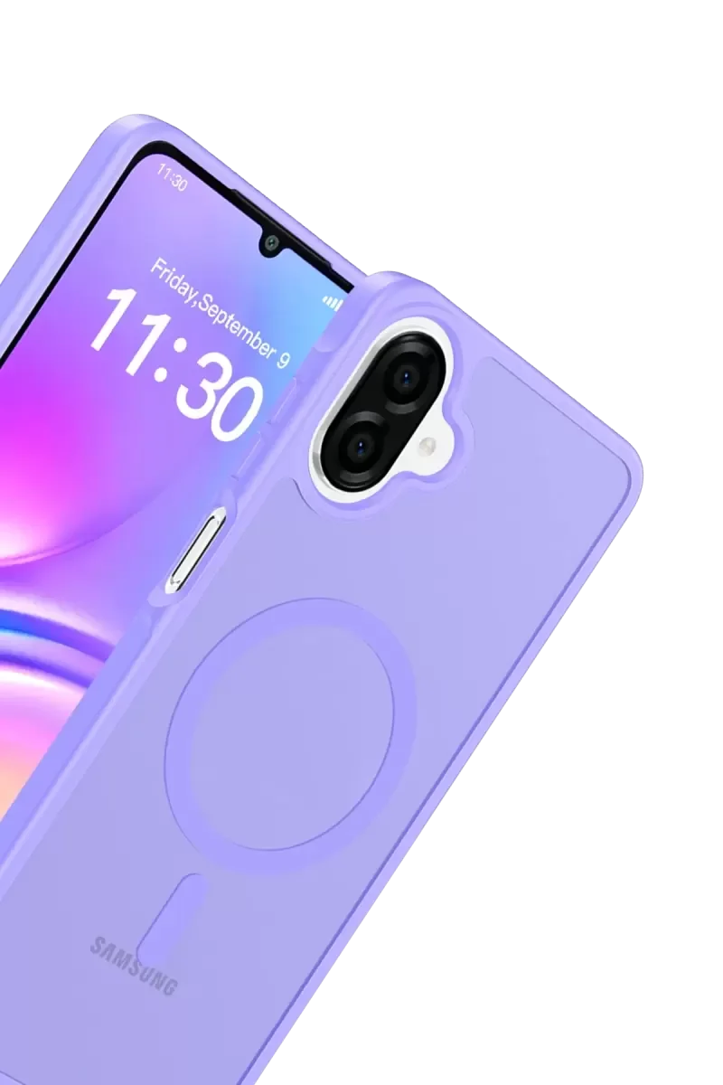 Galaxy A07 4G ile Uyumlu Magsafe Kapak - Çift Katmanlı Silikon Kılıf, Lila