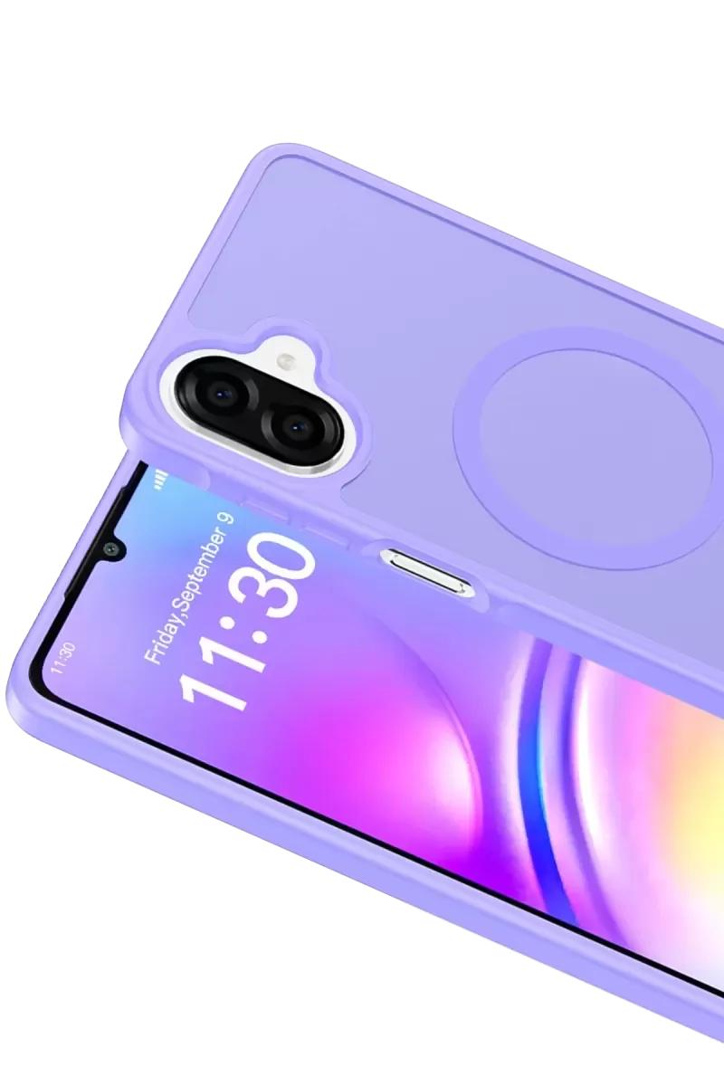 Galaxy A07 4G ile Uyumlu Magsafe Kapak - Çift Katmanlı Silikon Kılıf, Lila