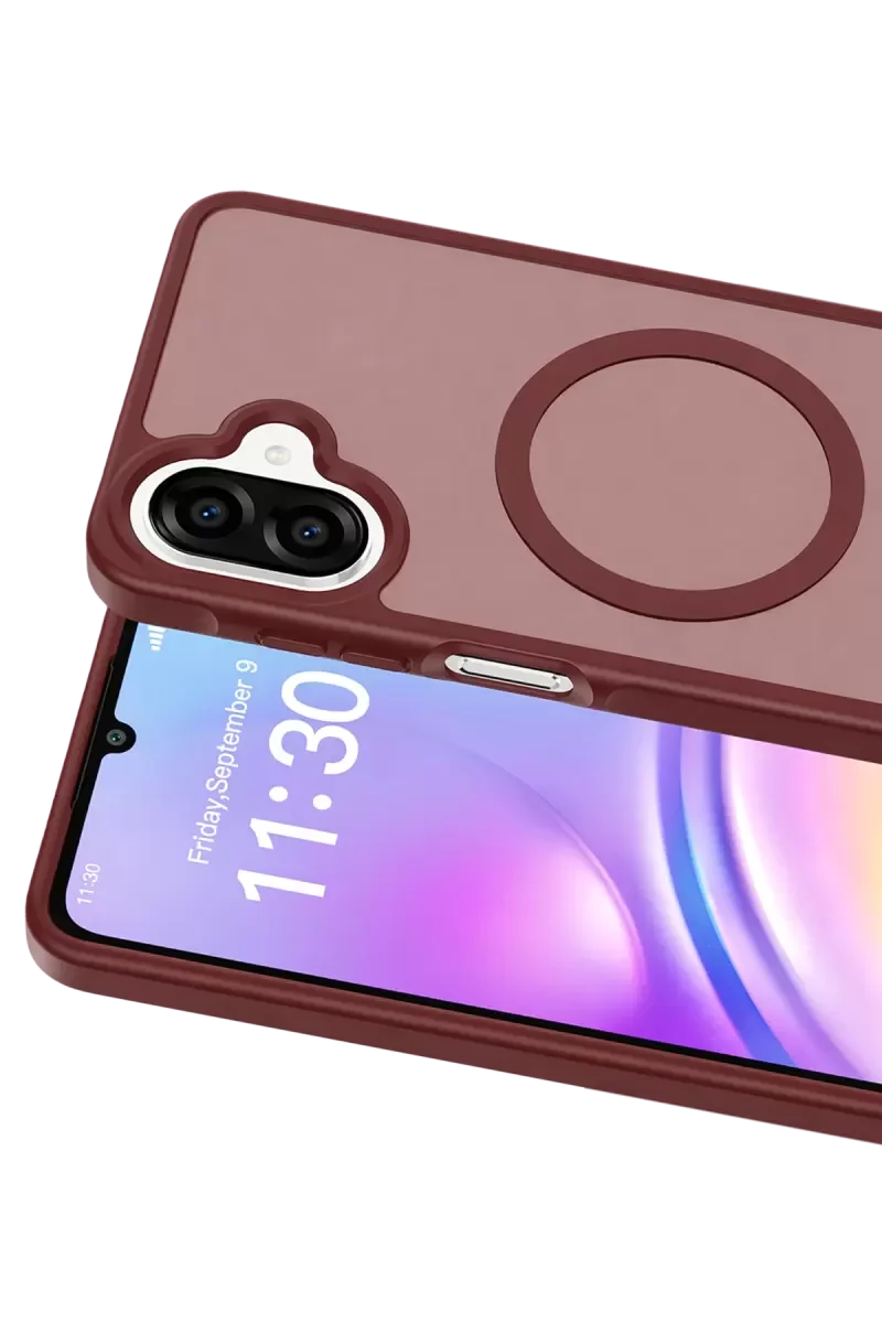 Galaxy A07 4G ile Uyumlu Jota MagSafe Kılıf - Bordo, Çift Katmanlı Koruma