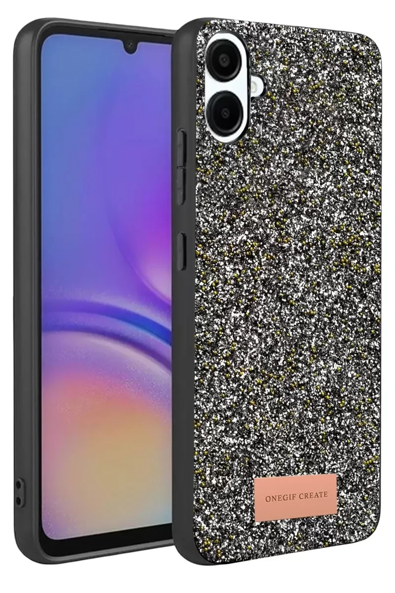 Galaxy A07 4G ile Uyumlu Bright Simli Kapak - Boncuk İşlemeli Şık Telefon Kılıfı