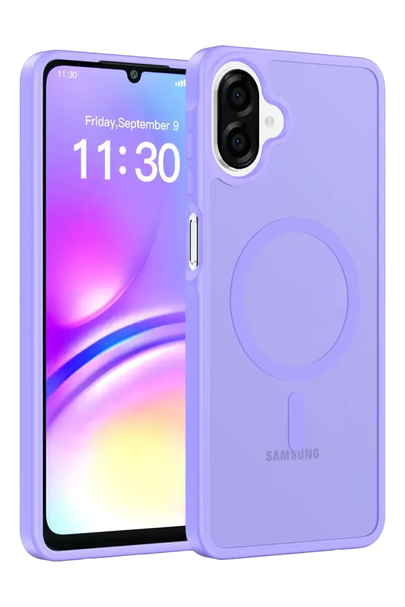 Galaxy A07 4G ile Uyumlu Magsafe Kapak - Çift Katmanlı Silikon Kılıf, Lila
