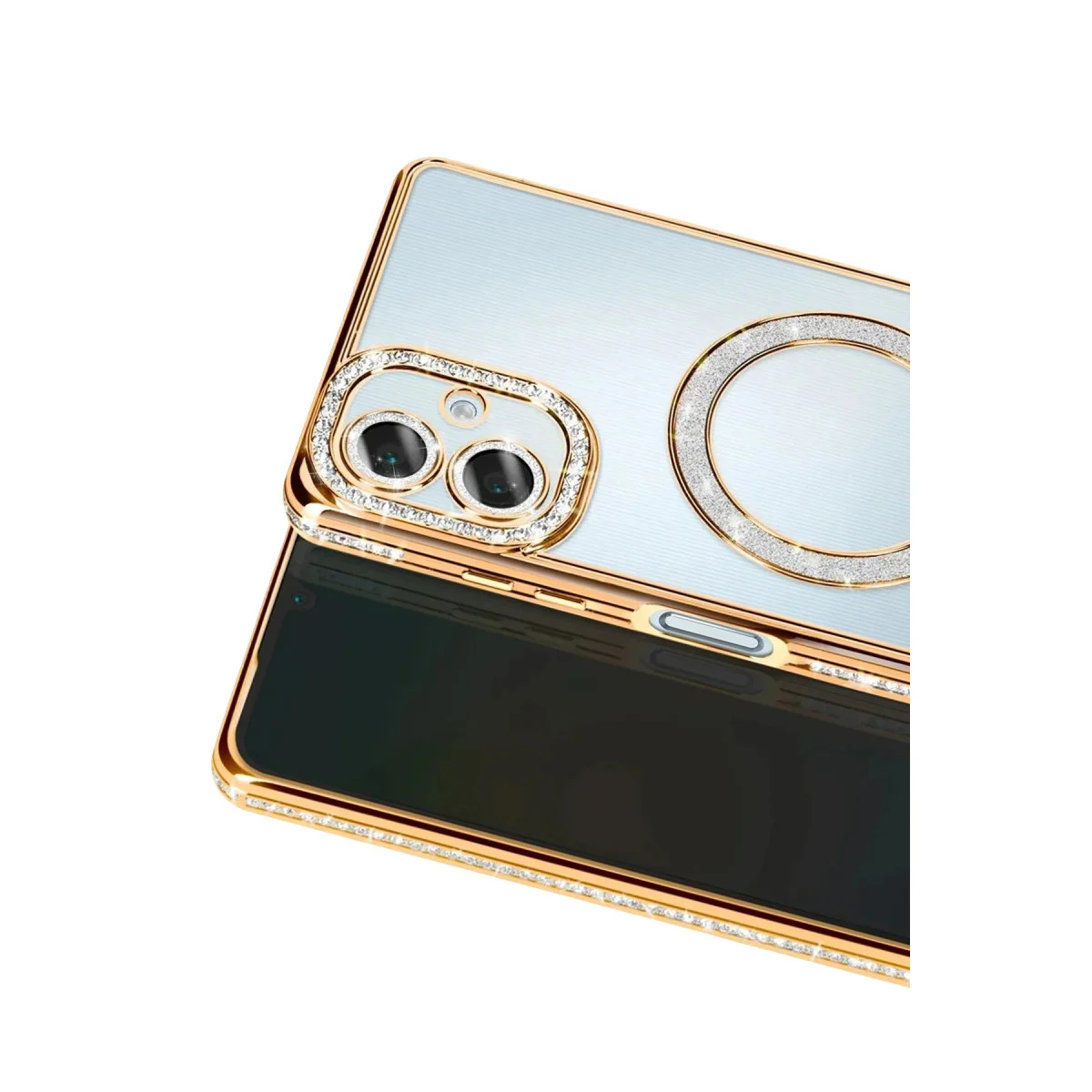 Galaxy A07 4G Joke Simli Magneticsafe Kılıf - Gold Parıltılı Tasarım ve Tam Koruma