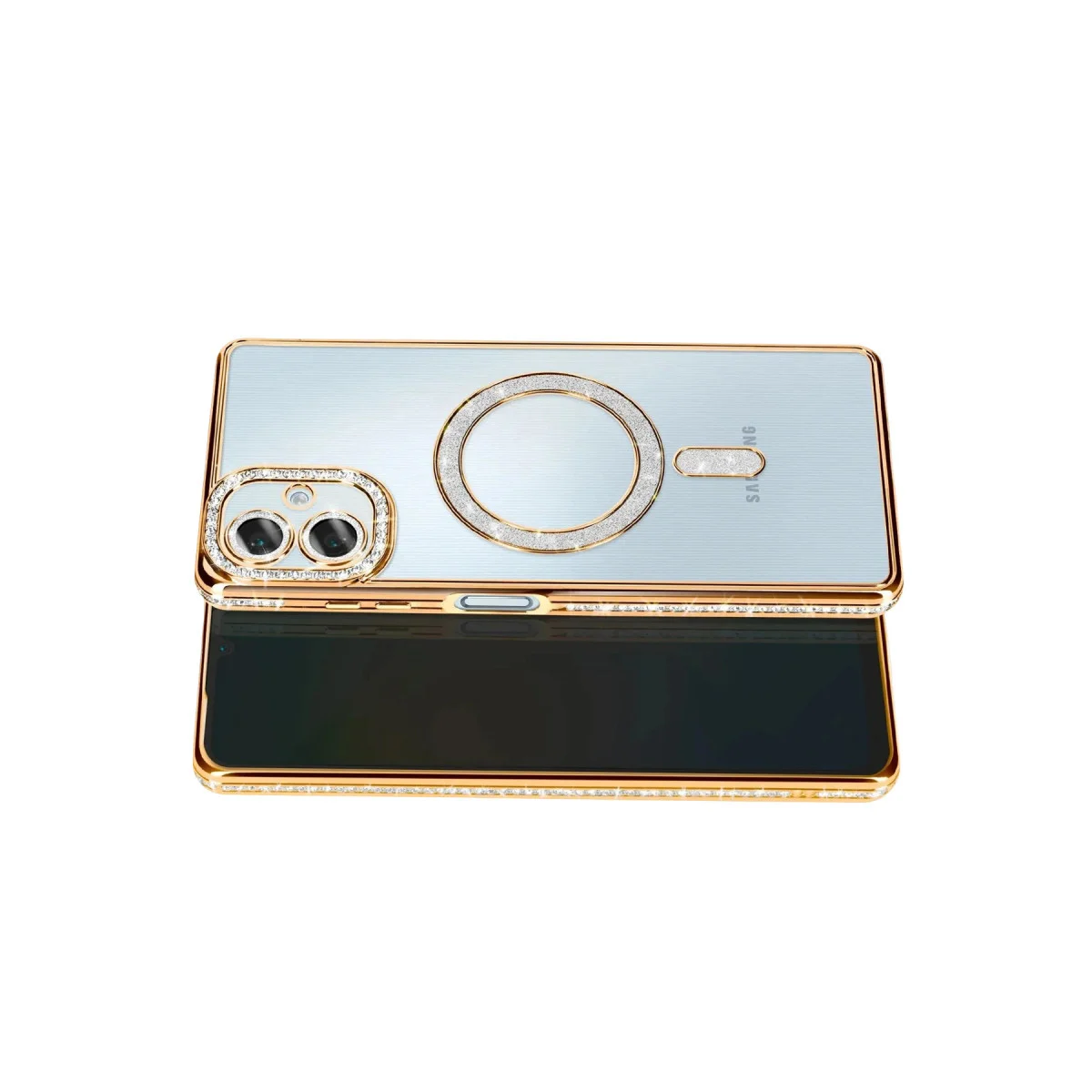 Galaxy A07 4G Joke Simli Magneticsafe Kılıf - Gold Parıltılı Tasarım ve Tam Koruma