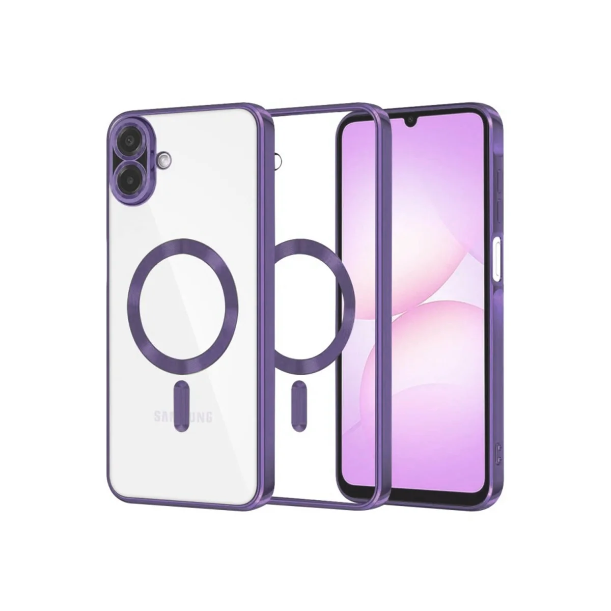 Galaxy A07 4G Kross Magneticsafe Kapak - Mor Şeffaf & MagSafe Uyumlu