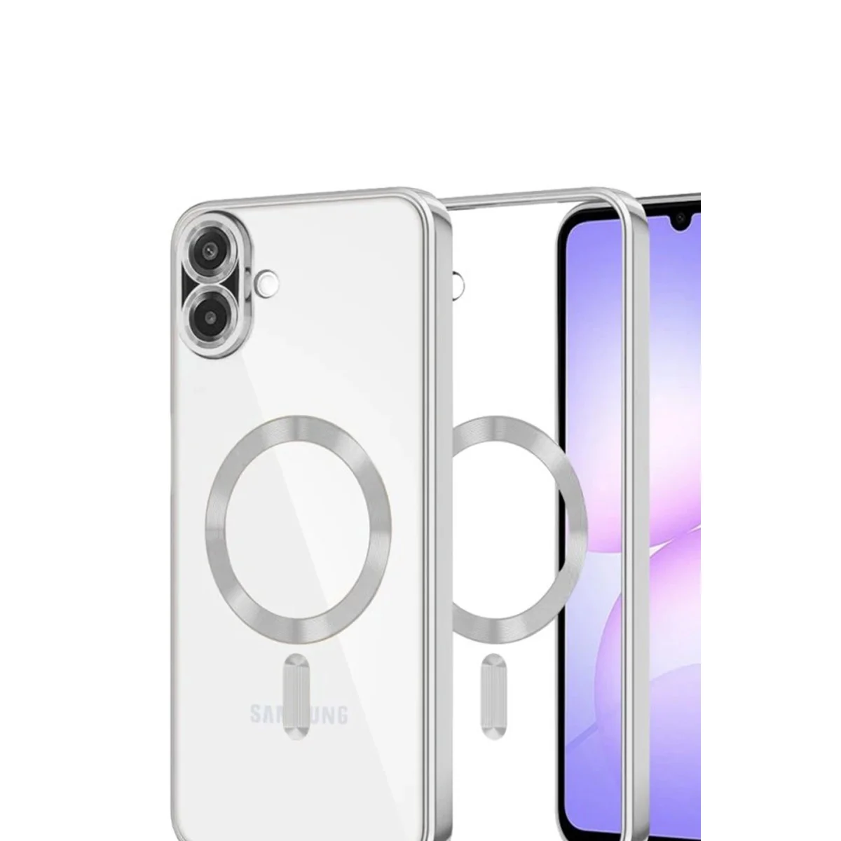 Galaxy A07 4G Kross Magneticsafe Kapak - Gümüş, Şeffaf ve Manyetik