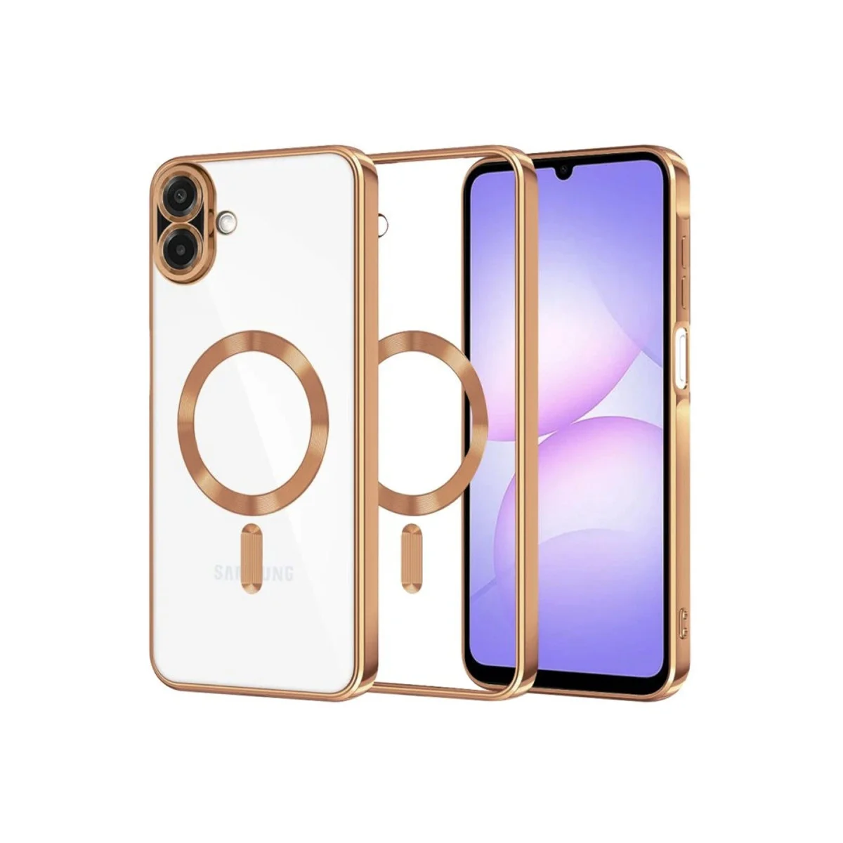 Galaxy A07 4G Kross Magneticsafe Kapak - Çöl Titanyum - MagSafe Uyumlu, Ultra Şeffaf ve Güçlendirilmiş Koruma Kılıfı