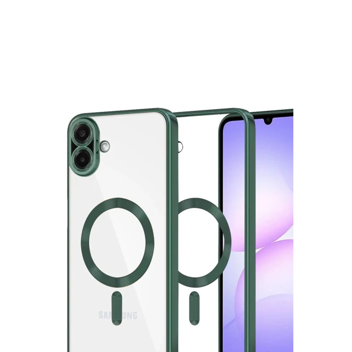 Galaxy A07 4G Kross Magneticsafe Koyu Yeşil Kapak - Ultra Şeffaf ve MagSafe Uyumlu