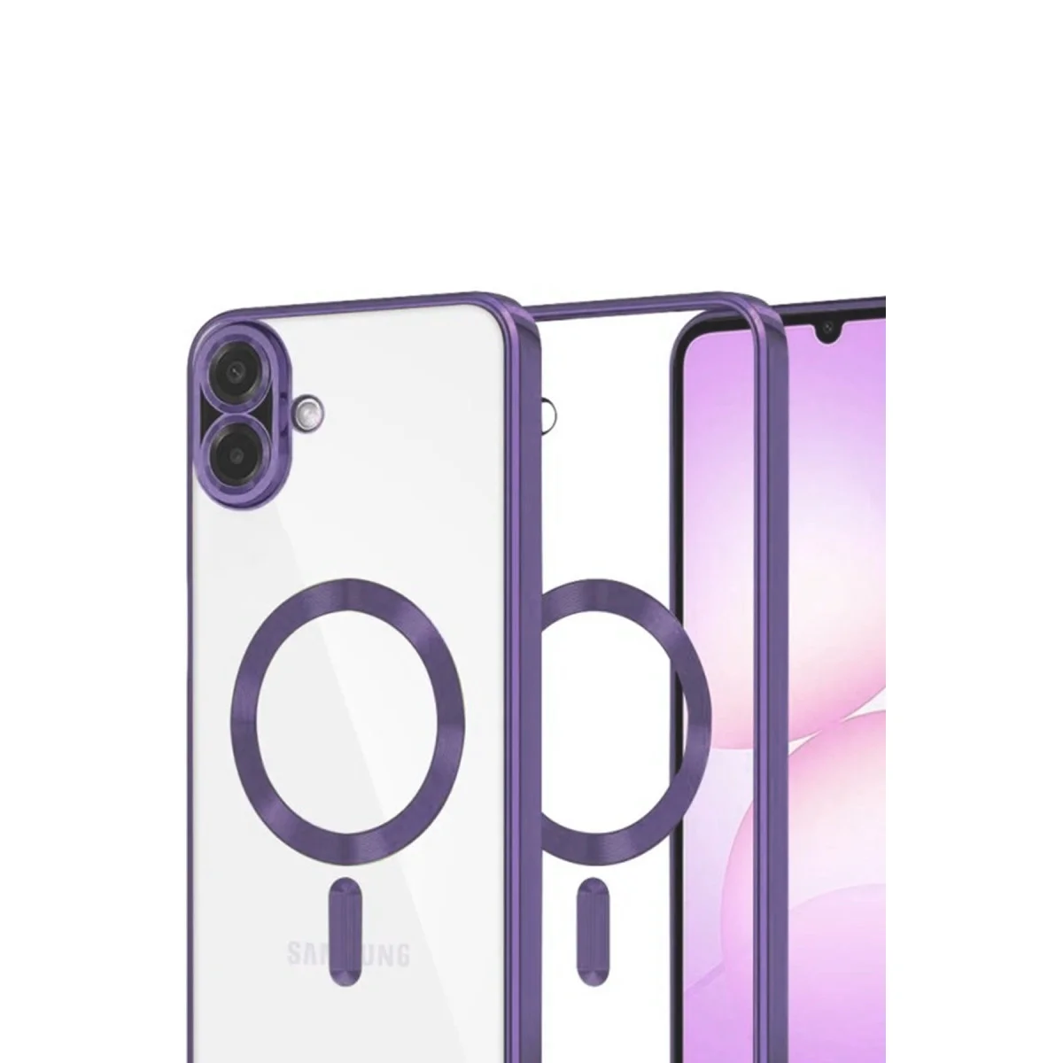 Galaxy A07 4G Kross Magneticsafe Kapak - Mor Şeffaf & MagSafe Uyumlu