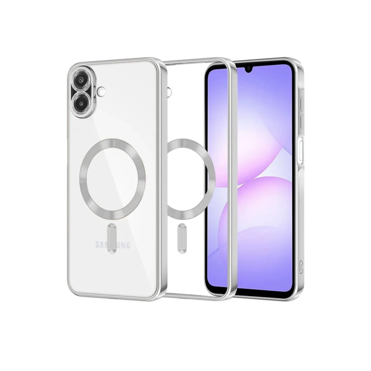 Galaxy A07 4G Kross Magneticsafe Kapak - Gümüş, Şeffaf ve Manyetik