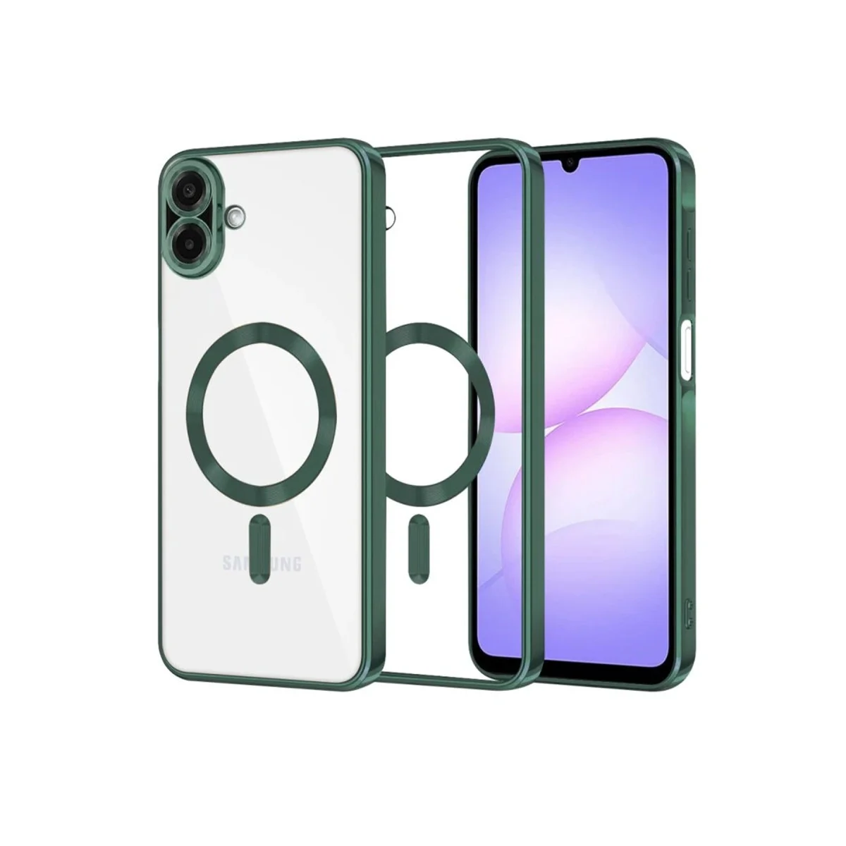 Galaxy A07 4G Kross Magneticsafe Koyu Yeşil Kapak - Ultra Şeffaf ve MagSafe Uyumlu