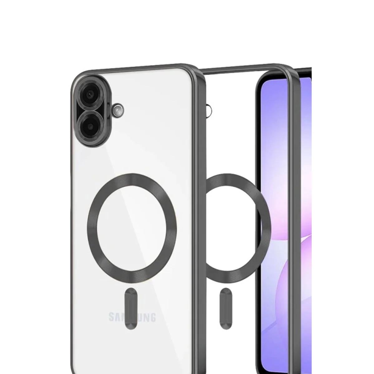 Galaxy A07 4G Kross Magneticsafe Kapak - Siyah Magnetik Şeffaf Kılıf ve Güçlü Koruma