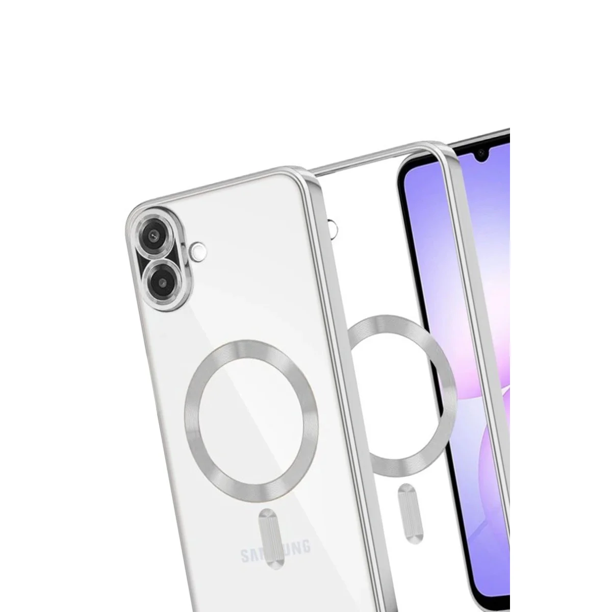 Galaxy A07 4G Kross Magneticsafe Kapak - Gümüş, Şeffaf ve Manyetik