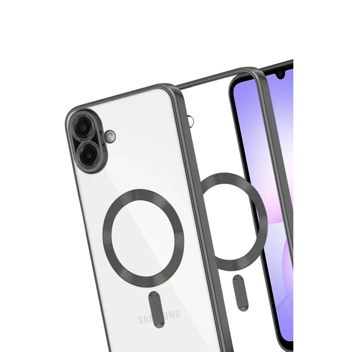Galaxy A07 4G Kross Magneticsafe Kapak - Siyah Magnetik Şeffaf Kılıf ve Güçlü Koruma