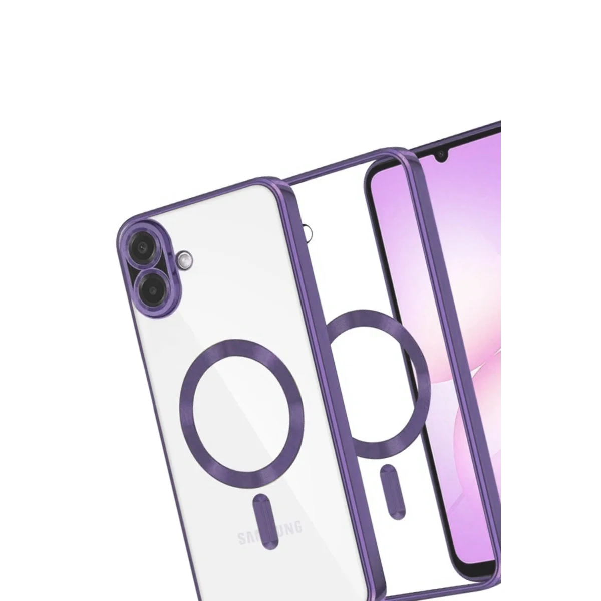 Galaxy A07 4G Kross Magneticsafe Kapak - Mor Şeffaf & MagSafe Uyumlu