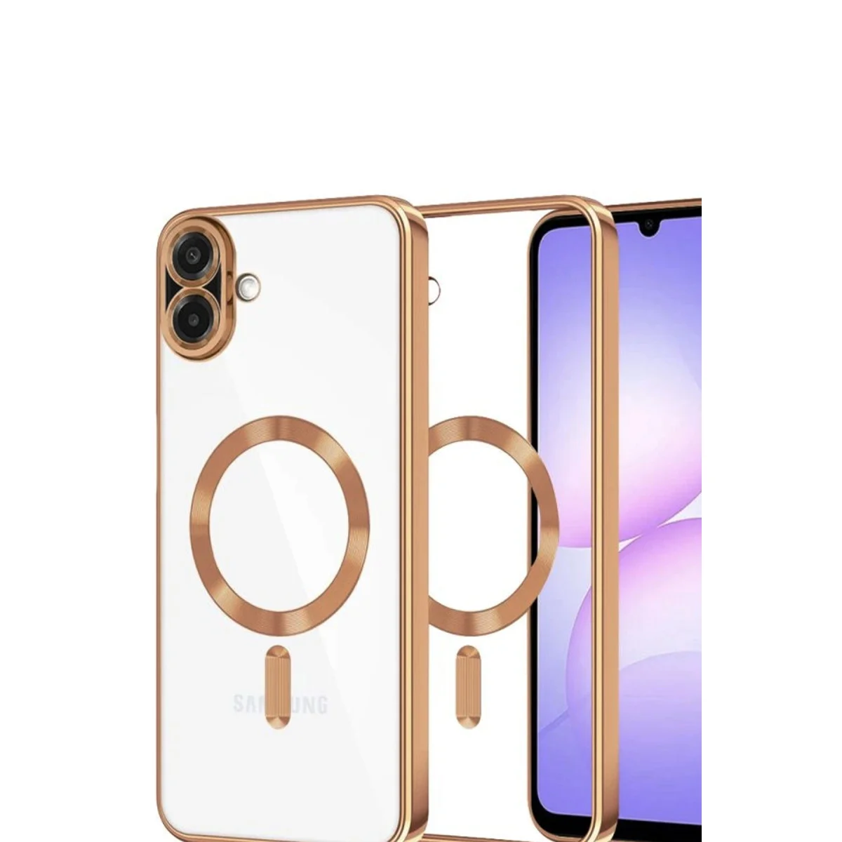 Galaxy A07 4G Kross Magneticsafe Kapak - Çöl Titanyum - MagSafe Uyumlu, Ultra Şeffaf ve Güçlendirilmiş Koruma Kılıfı