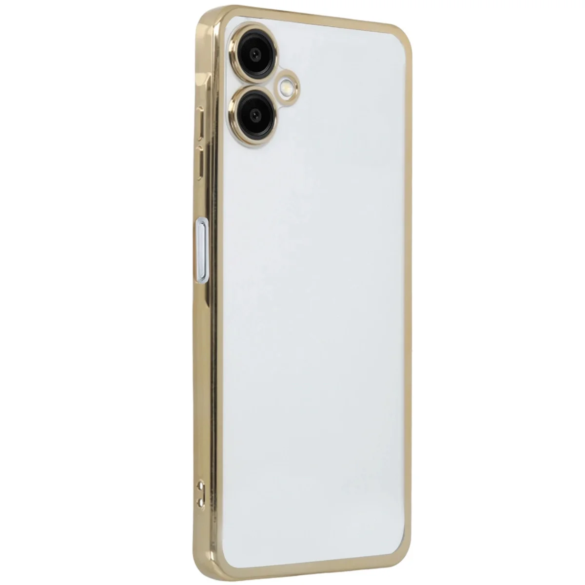 Galaxy A07 4G Razer Lensli Silikon Kılıf - Şeffaf, Gold ve Güçlü Koruma