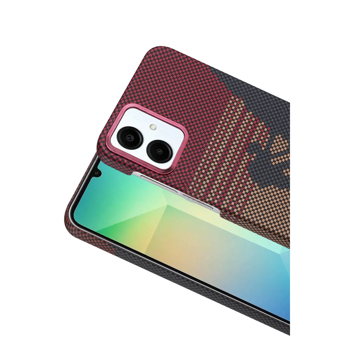 Galaxy A07 4G Vega Magsafe Kapak - Kırmızı & Kevlar Desenli