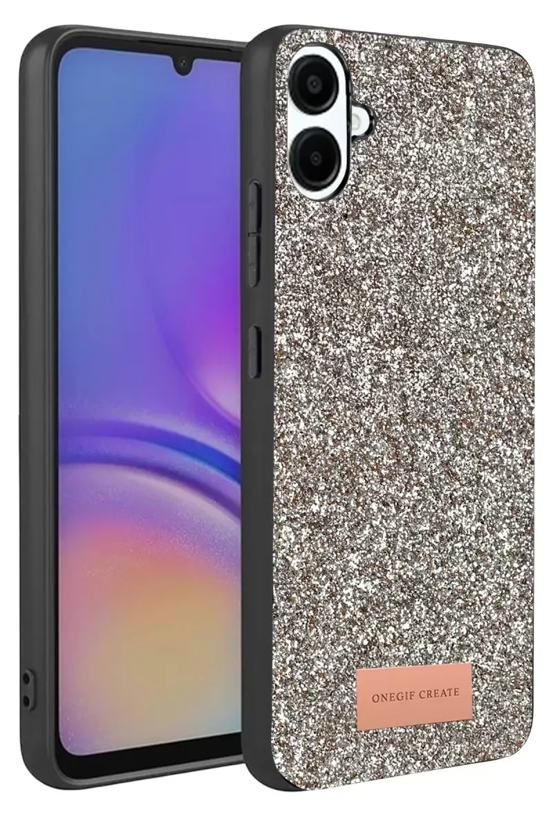 Galaxy A07 ile Uyumlu Bright Simli Kapak - Gümüş Boncuk İşlemeli Şık Telefon Kılıfı
