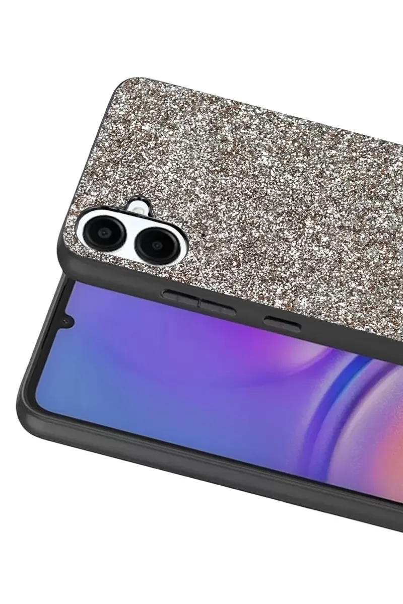 Galaxy A07 ile Uyumlu Bright Simli Kapak - Gümüş Boncuk İşlemeli Şık Telefon Kılıfı