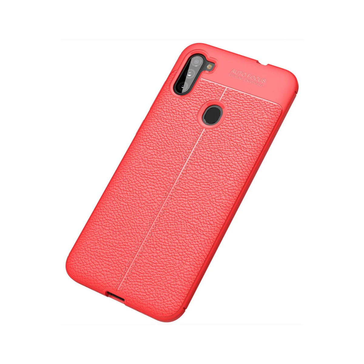 Galaxy A11 Auto Focus Kılıf - Kırmızı TPU Deri Dokulu
