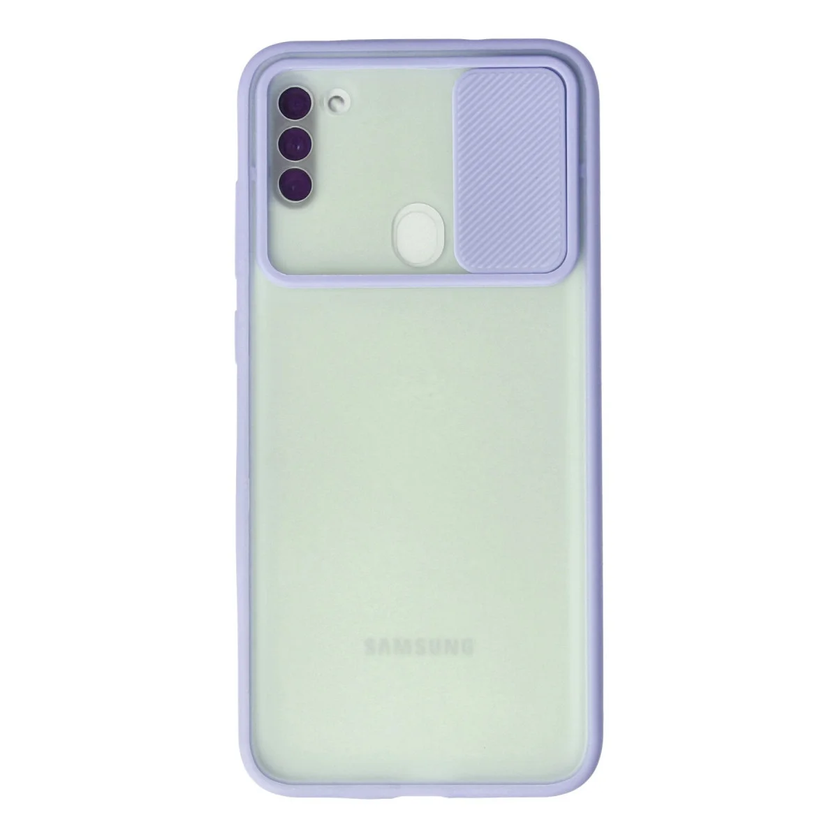 Galaxy A11 Buzlu Silikon Kılıf - Lila Kamera Koruma Kılıfı